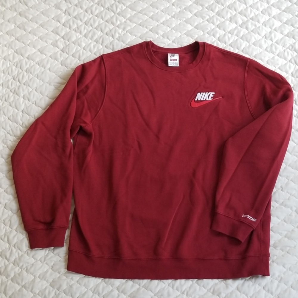 Supreme Nike Crewneck Sweatshirt XL Burgundy FW18